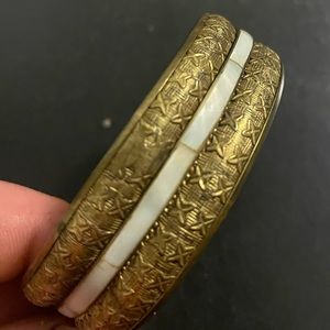 Brass Bangle Bracelet with mother of pearl